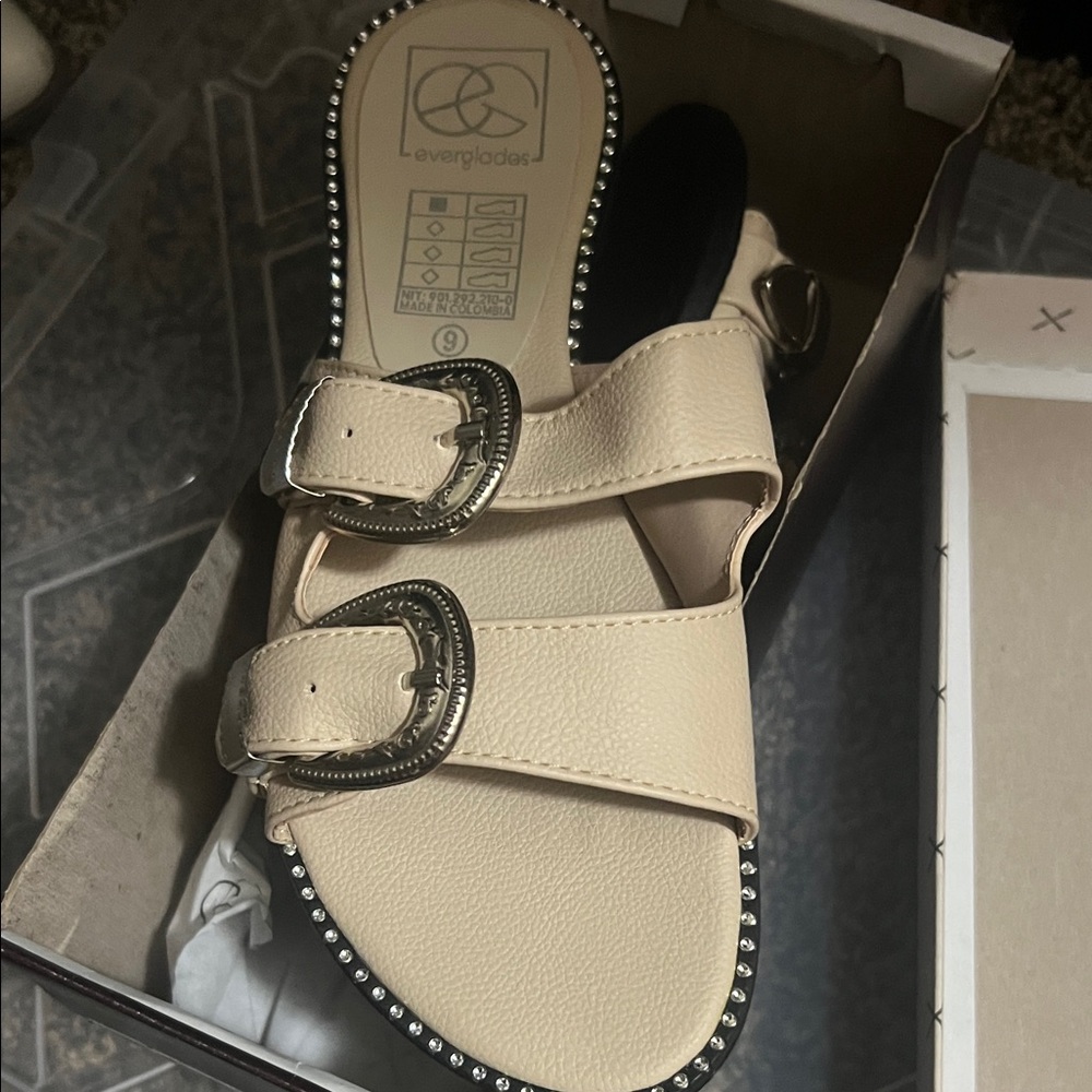 Everglades Cream Buckle Sandals for Women